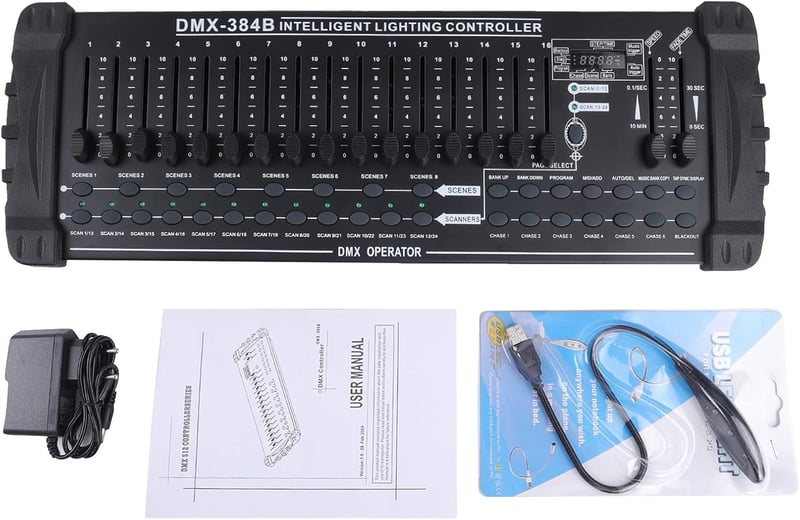 UKing DMX Vezérlő 384 Csatornás DMX512 Konzol 240 Programozható Jelenet DJ Disco Moving Head Színpadi Fény Kezelő Berendezés Fekete