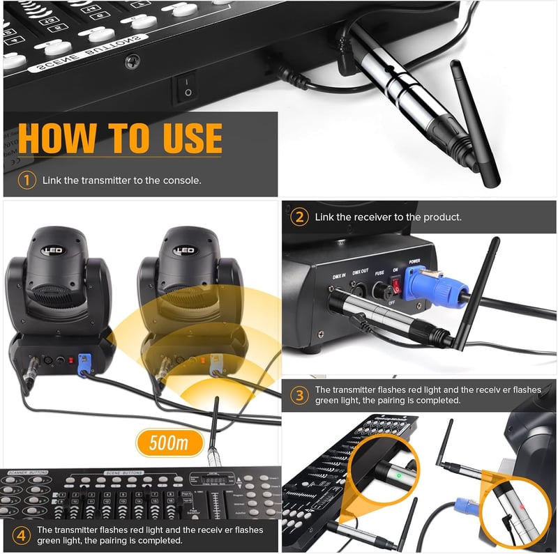 UKing Wireless DMX512 Vezérlő Szett Tárolódobozzal - LED Világítás Vezérlés