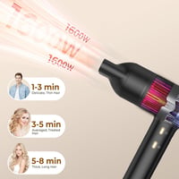 UKLISS Ionos Hajszárító 110000 RPM - Gyorsszárító Diffúzorral, Göndörítő Feltéttel és Légfúvókával, 3 Hőfokozat, 2 Sebesség, Hideg Levegő Fu 2