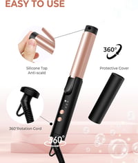 UKLISS Mini Hajgöndörítő 25mm - Kerámia Hajsütővas Rövid és Közepes Hajhoz, 3 Hőfokozat 160-200°C, Utazáshoz, Kesztyűvel és Táskával 5