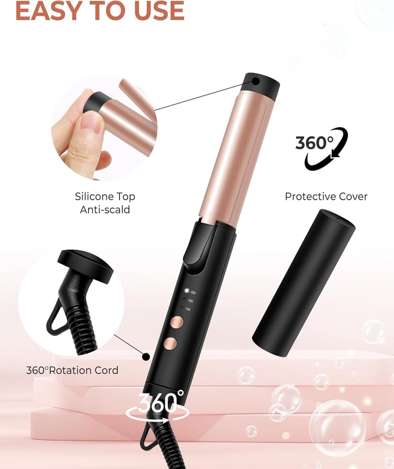 UKLISS Mini Hajgöndörítő 25mm - Kerámia Hajsütővas Rövid és Közepes Hajhoz, 3 Hőfokozat 160-200°C, Utazáshoz, Kesztyűvel és Táskával