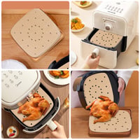 UKOFEW Hârtie de copt pentru cuptor cu convecție 100 buc, hârtie pergament perforată, antiaderentă, impermeabilă și rezistentă la grăsime, pentru cuptor, cuptor cu microunde și friteuză cu aer cald (Air Fryer) 6
