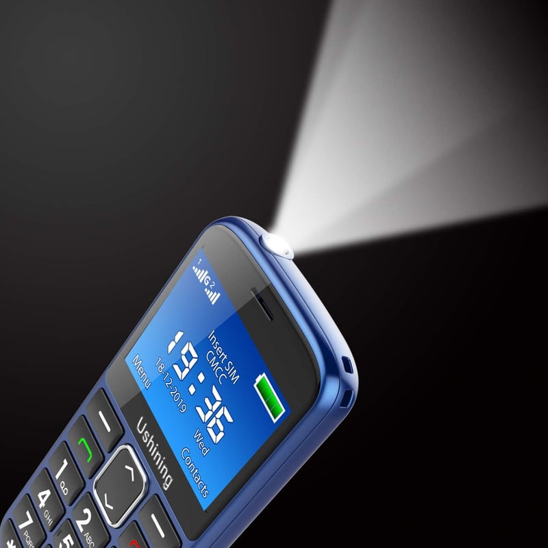 ukuu Nyugdíjas mobiltelefon nagy gombokkal kék, 2.4 hüvelykes színes kijelző, Dual SIM, vészhelyzeti gomb, 1000 mAh, töltőállomás