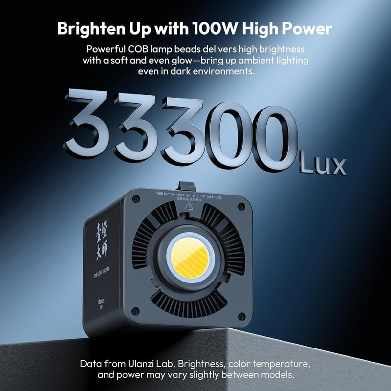 ULANZI 100W RGB LED videólámpa beépített akkuval, 2700-6500K színhőmérséklet, stúdió fény