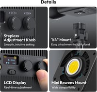 ULANZI 100W RGB LED videólámpa beépített akkuval, 2700-6500K színhőmérséklet, stúdió fény 6