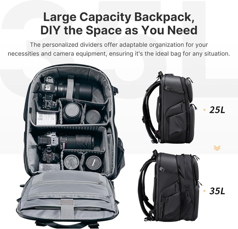 ULANZI BP10 35L Vízálló Fotós Hátizsák Drón DSLR Tükörreflexes Kamerához Laptop Tartóval