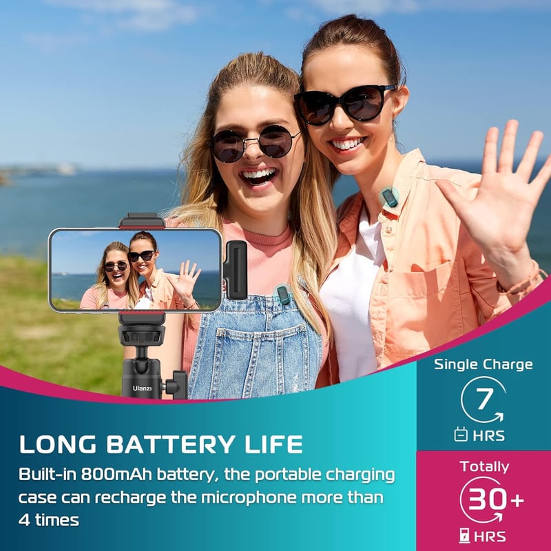 ULANZI J12 Vezeték Nélküli Lavalier Mikrofon iPhone-hoz, Zajszűrés, Plug & Play