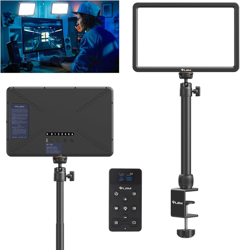 ULANZI K20 LED videólámpa távirányítóval, 600 lumen, 2500-9000K, YouTube/streaming