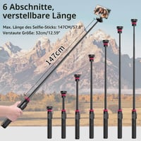ULANZI MT-84 magnetická selfie tyč a statív na telefón 153 cm, s Bluetooth diaľkovým ovládaním, 3 v 1 statív, kompatibilný s iPhone MagSafe, na fotenie/vlogovanie/živé vysielanie 6