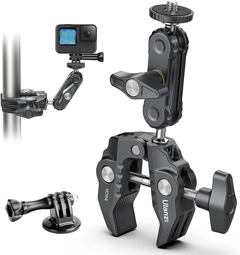 ULANZI R094 Super Clamp Rák 360° Dupla Gömbfej Kamera LED Lámpa Stabilizátor Tartó