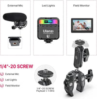 ULANZI R094 Super Clamp Rák 360° Dupla Gömbfej Kamera LED Lámpa Stabilizátor Tartó 8