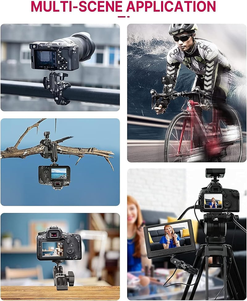 ULANZI R094 Super Clamp Rák 360° Dupla Gömbfej Kamera LED Lámpa Stabilizátor Tartó