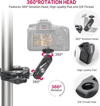 ULANZI R094 Super Clamp Rák 360° Dupla Gömbfej Kamera LED Lámpa Stabilizátor Tartó 5