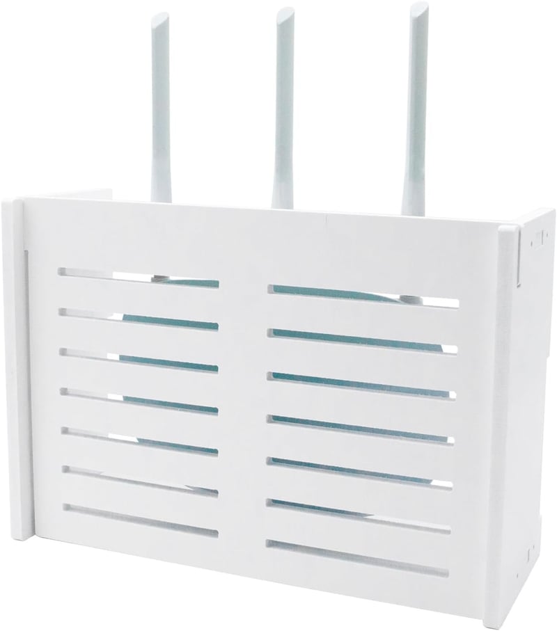 Ulawellor WiFi Router Tárolódoboz - Falra Szerelhető Nedvességálló Router Szekrény, Fehér, 29x20x9 cm, Modem Elrejtő Doboz