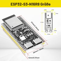 Ulegqin ESP32-S3 DevKitC-1-N16R8 Fejlesztői Lap WiFi és Bluetooth 5.0 16M Flash 8M PSRAM Dual Type-C Arduino Kompatibilis 3