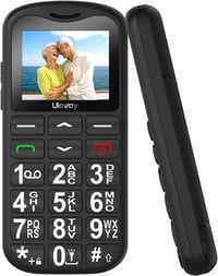 uleway Idős mobiltelefon nagy gombokkal Dual SIM SOS vészhívó, töltőállomás, szerződés nélkül 1