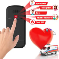 uleway Idős mobiltelefon nagy gombokkal Dual SIM SOS vészhívó, töltőállomás, szerződés nélkül 4