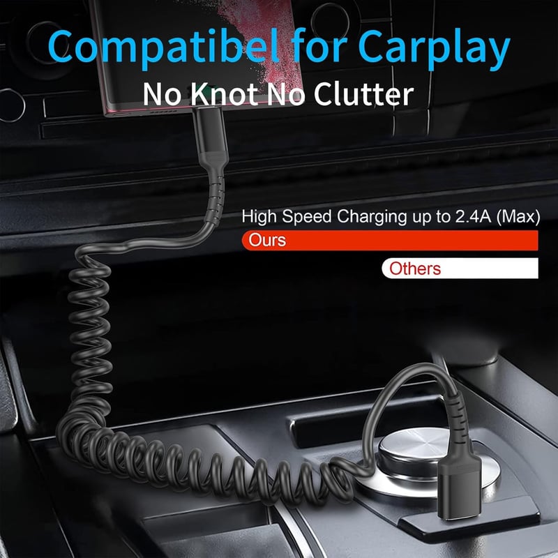 ULIFTUS Spirál USB A - USB C Kábel 2db - CarPlay Adatszinkronizáló Töltőkábel Samsung Galaxy, Huawei, Xiaomi, Google Pixel Telefonokhoz

AI: