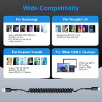 ULIFTUS Spirál USB A - USB C Kábel 2m 2db - Gyorstöltő Adatkábel Samsung Galaxy S20-S23, A51, Note10, Xiaomi és Google Pixel Telefonokhoz, C 7