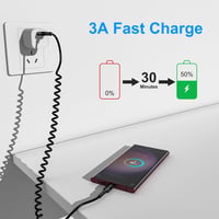 ULIFTUS Spirál USB A - USB C Kábel 2m 2db - Gyorstöltő Adatkábel Samsung Galaxy S20-S23, A51, Note10, Xiaomi és Google Pixel Telefonokhoz, C 3