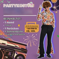 Pánsky kostým Ulikey v štýle 70. rokov, retro hippie disko kostým s parochňou, košeľou, rozšírenými nohavicami a doplnkami na karneval, Halloween - 3
