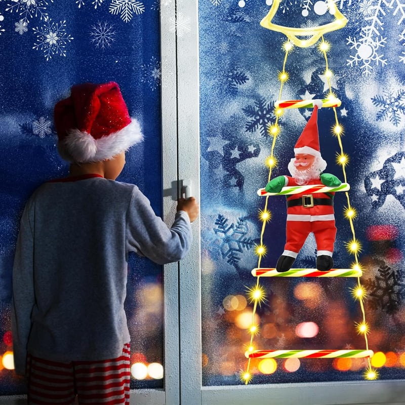 Ulikey LED Mikulás Létra Fényfüzér 8 Módú Távirányítóval Karácsony Dekoráció