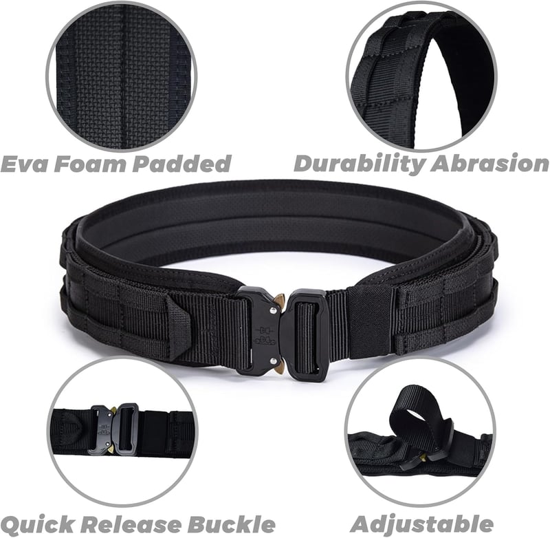 ULIONTAC 3 rétegű taktikai öv 1000D nylon, Molle rendszer, gyorsoldó csattal