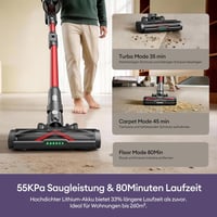 Ultenic 55000 Pa vezeték nélküli porszívó 80 perc üzemidő, 600W, érintőképernyő, állványos töltővel 2