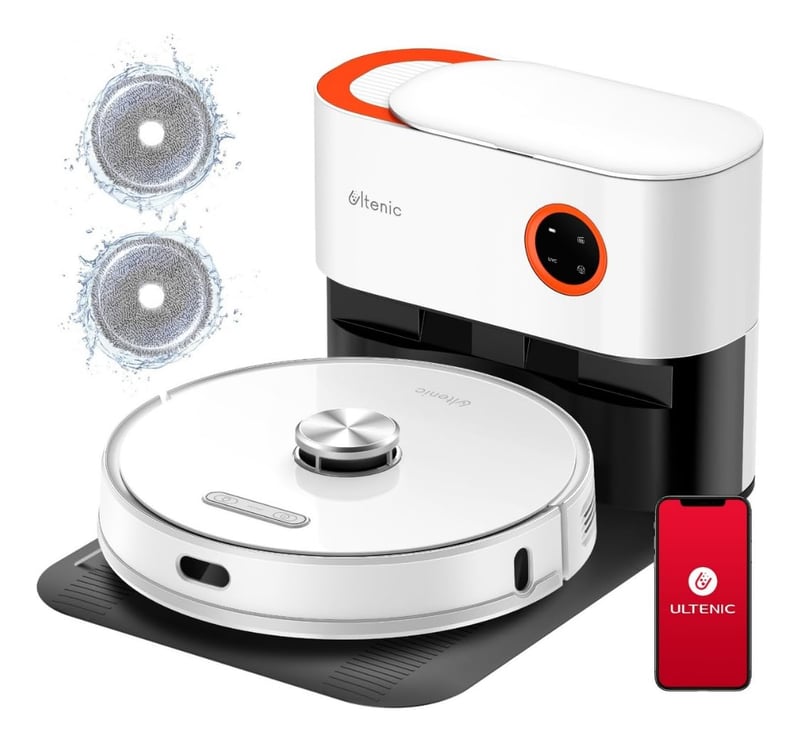 Robot aspirator și mop Ultenic T10 Pro, 4000Pa, navigare LiDAR, autonomie 220 minute, lavete duble pentru mop, WiFi, control prin aplicație și Alexa