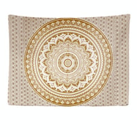 Ulticool Mandala Zlatý nástenný koberec XXL - 200x150 cm - Bohémska hippies dekorácia na stenu - Nástenná prikrývka plagát do spálne, obývačky a detskej izby 1