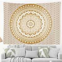 Ulticool Mandala Zlatý nástenný koberec XXL - 200x150 cm - Bohémska hippies dekorácia na stenu - Nástenná prikrývka plagát do spálne, obývačky a detskej izby 9