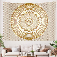 Ulticool Mandala Zlatý nástenný koberec XXL - 200x150 cm - Bohémska hippies dekorácia na stenu - Nástenná prikrývka plagát do spálne, obývačky a detskej izby 8