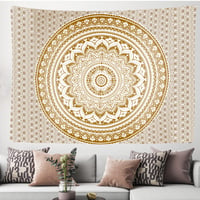 Ulticool Mandala Zlatý nástenný koberec XXL - 200x150 cm - Bohémska hippies dekorácia na stenu - Nástenná prikrývka plagát do spálne, obývačky a detskej izby 7