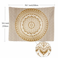 Ulticool Mandala Zlatý nástenný koberec XXL - 200x150 cm - Bohémska hippies dekorácia na stenu - Nástenná prikrývka plagát do spálne, obývačky a detskej izby 3