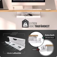 Ultimate Setup Prémium Kábelvezető Asztalhoz - Fehér Kábeltálca Asztal Szervezéshez - 1er Set, White 4