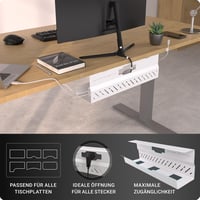 Ultimate Setup Prémium Kábelvezető Asztalhoz - Fehér Kábeltálca Asztal Szervezéshez - 1er Set, White 2