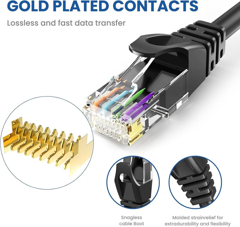 Ultra Clarity Cables LAN Kábel 30,5m - 10 Gbps Sebességű Ethernet Hálózati Kábel RJ45 Porttal Rendelkező Eszközökhöz, Router, Modem, Switch 