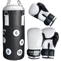 ULTRA FITNESS CROSSJAB Sac de Box pentru Copii cu Mănuși și Lanț – Set de Box Umplut pentru Copii, pentru Antrenamente de MMA, Muay Thai, Karate 1