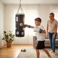 ULTRA FITNESS CROSSJAB Sac de Box pentru Copii cu Mănuși și Lanț – Set de Box Umplut pentru Copii, pentru Antrenamente de MMA, Muay Thai, Karate 7