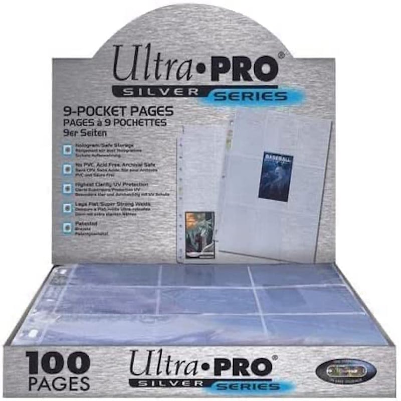Zakladač na zberateľské karty Ultra Pro Silver Series, 100 listov, 9 vreciek na stranu, kapacita 1800 kariet, kompatibilný s Pokémon, Magic a Yu-Gi-Oh