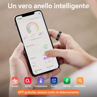 Ultra Vékony Okosgyűrű - 24/7 Pulzus, SpO2, Alvás és Testhőmérséklet Monitorozás, Telefon Távvezérlés, Android iOS, Fekete 4
