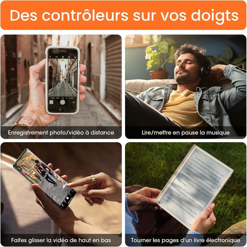 Ultra Vékony Okosgyűrű - 24/7 Pulzus, Véroxigén, Alvás és Testhőmérséklet Figyelés, Telefon Távvezérlés, Android iOS Kompatibilis, 