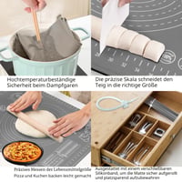 ULTRAKENO Silikonska podloga za pečenje 80x60 cm – Protuklizna podloga za miješenje tijesta s rubom visine 5 mm, mjernom skalom, za pripremu pizze i tijesta, siva 6