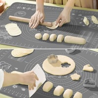 ULTRAKENO Silikonska podloga za pečenje 80x60 cm – Protuklizna podloga za miješenje tijesta s rubom visine 5 mm, mjernom skalom, za pripremu pizze i tijesta, siva 5