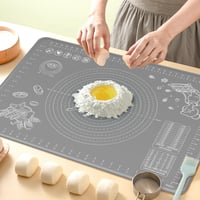 ULTRAKENO Silikonska podloga za pečenje 80x60 cm – Protuklizna podloga za miješenje tijesta s rubom visine 5 mm, mjernom skalom, za pripremu pizze i tijesta, siva 1