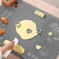 ULTRAKENO Silikonska podloga za pečenje 80x60 cm – Protuklizna podloga za miješenje tijesta s rubom visine 5 mm, mjernom skalom, za pripremu pizze i tijesta, siva 8