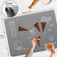 ULTRAKENO Silikonska podloga za pečenje 80x60 cm – Protuklizna podloga za miješenje tijesta s rubom visine 5 mm, mjernom skalom, za pripremu pizze i tijesta, siva 3