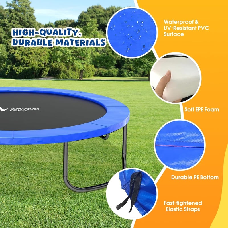 ULTRAPOWER SPORTS Trampolín szegélyvédő 244-427 cm, UV-álló, kék/zöld/fehér/piros/rózsaszín/szivárvány