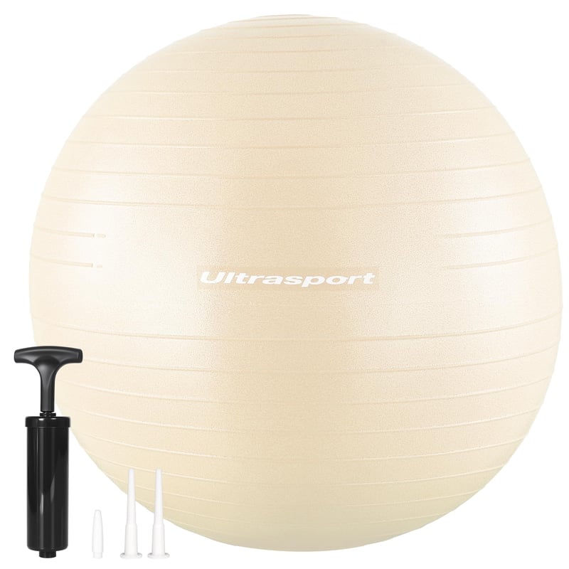 Ultrasport Pilates lopta 45 cm na jogu a fitness, béžová, nosnosť 300 kg, protišmyková, odolná proti prasknutiu (anti-burst), kancelárska fitlopta, vhodná aj počas tehotenstva