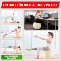 Ultrasport Pilates lopta 45 cm na jogu a fitness, béžová, nosnosť 300 kg, protišmyková, odolná proti prasknutiu (anti-burst), kancelárska fitlopta, vhodná aj počas tehotenstva 4